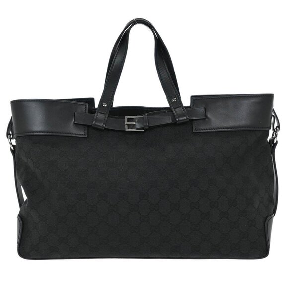 Gucci Black Canvas GG Tote Handbag 106251 214397 177519 - Picture 1 of 10